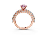 Rose gold Fancy Pink Cushion Cut Diamond Solitaire Ring with Shared Prong Pavé Band and Four-Prong Setting_61