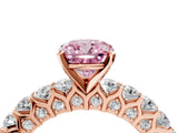 Rose gold Fancy Pink Cushion Cut Diamond Solitaire Ring with Shared Prong Pavé Band and Four-Prong Setting_62
