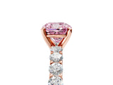 Rose gold Fancy Pink Cushion Cut Diamond Solitaire Ring with Shared Prong Pavé Band and Four-Prong Setting_63
