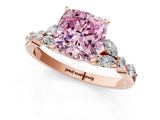 Rose gold Fancy Pink Cushion Cut Diamond Solitaire Ring with Side Stones and Four-Prong Setting_57