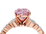 Rose gold Fancy Pink Cushion Cut Diamond Solitaire Ring with Side Stones and Four-Prong Setting_60
