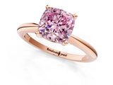 14K Rose Gold 1.59 Carat Pink VS1 Cushion Diamond Solitaire Ring with Prong Setting and Classic Band
