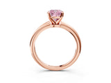 14K Rose Gold 1.59 Carat Pink VS1 Cushion Diamond Solitaire Ring with Prong Setting and Classic Band