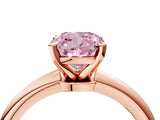 14K Rose Gold 1.59 Carat Pink VS1 Cushion Diamond Solitaire Ring with Prong Setting and Classic Band