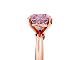 14K Rose Gold 1.59 Carat Pink VS1 Cushion Diamond Solitaire Ring with Prong Setting and Classic Band