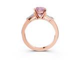 Rose gold Fancy Pink Cushion  Cut Diamond Solitaire Ring with Tapered Baguette Accents and Four-Prong Setting_67