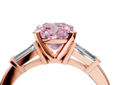Rose gold Fancy Pink Cushion  Cut Diamond Solitaire Ring with Tapered Baguette Accents and Four-Prong Setting_68