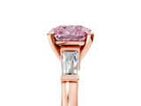 Rose gold Fancy Pink Cushion  Cut Diamond Solitaire Ring with Tapered Baguette Accents and Four-Prong Setting_69
