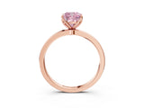 Rose gold Fancy Pink Cushion Cut Diamond Solitaire Ring with Thin Band and Prong Setting_15