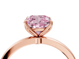 Rose gold Fancy Pink Cushion Cut Diamond Solitaire Ring with Thin Band and Prong Setting_16