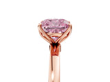 Rose gold Fancy Pink Cushion Cut Diamond Solitaire Ring with Thin Band and Prong Setting_17