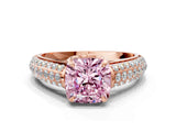 Rose gold Fancy Pink Cushion Cut Diamond Solitaire Ring with Three-Row Pavé Band and Four-Prong Setting_37