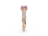 Rose gold Fancy Pink Cushion Cut Diamond Solitaire Ring with Three-Row Pavé Band and Four-Prong Setting_39