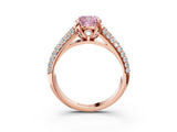 Rose gold Fancy Pink Cushion Cut Diamond Solitaire Ring with Three-Row Pavé Band and Four-Prong Setting_40