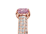 Rose gold Fancy Pink Cushion Cut Diamond Solitaire Ring with Three-Row Pavé Band and Four-Prong Setting_42