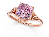 Rose gold Fancy Pink Cushion Cut Diamond Solitaire Ring with Twist Band and Four-Prong Setting_58
