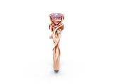Rose gold Fancy Pink Cushion Cut Diamond Solitaire Ring with Twisted Band and Prong Setting_197