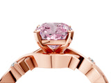 Rose gold Fancy Pink Cushion Cut Diamond Solitaire Ring with Twisted Band and Prong Setting_199