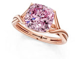 Rose gold Fancy Pink Cushion Cut Diamond Solitaire Twist Band Prong Setting Ring_86