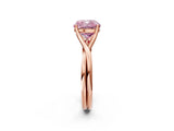 Rose gold Fancy Pink Cushion Cut Diamond Solitaire Twist Band Prong Setting Ring_87