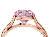 Rose gold Fancy Pink Cushion Cut Diamond Solitaire Twist Band Prong Setting Ring_89
