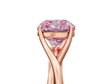 Rose gold Fancy Pink Cushion Cut Diamond Solitaire Twist Band Prong Setting Ring_90
