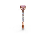 Rose gold Fancy Pink Cushion  Cut Diamond Solitaire with Pave Band and Four-Prong Setting 2