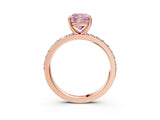 Rose gold Fancy Pink Cushion  Cut Diamond Solitaire with Pave Band and Four-Prong Setting 3