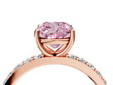 Rose gold Fancy Pink Cushion  Cut Diamond Solitaire with Pave Band and Four-Prong Setting 4