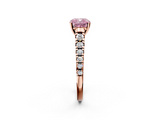 Rose gold Fancy Pink Cushion  Cut Diamond Solitaire with Pave Band and Four-Prong Setting_177