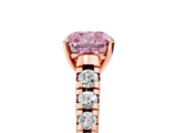 Rose gold Fancy Pink Cushion  Cut Diamond Solitaire with Pave Band and Four-Prong Setting_180