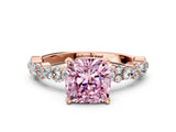 Rose gold Fancy Pink Cushion Cut Diamond Solitaire with Side Stones, Pave Band, Four-Prong Setting_85