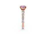 Rose gold Fancy Pink Cushion Cut Diamond Solitaire with Side Stones, Pave Band, Four-Prong Setting_87