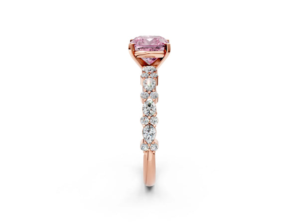 Rose Gold Cushion Cut Pear Side Stone Engagement Ring Setting for Fancy Pink Center