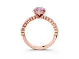 Rose gold Fancy Pink Cushion Cut Diamond Solitaire with Side Stones, Pave Band, Four-Prong Setting_88