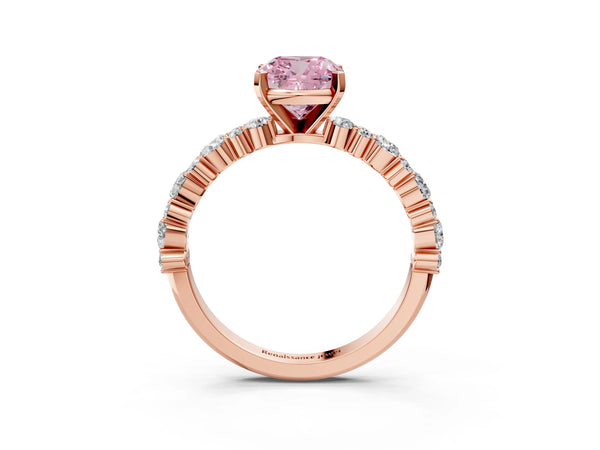 Rose Gold Cushion Cut Pear Side Stone Engagement Ring Setting for Fancy Pink Center