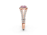 Rose gold Fancy Pink Cushion Cut Diamond Split Shank Halo Ring with Four-Prong Setting_59