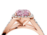 Rose gold Fancy Pink Cushion Cut Diamond Split Shank Halo Ring with Four-Prong Setting_61