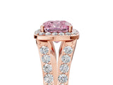 Rose gold Fancy Pink Cushion Cut Diamond Split Shank Halo Ring with Four-Prong Setting_62