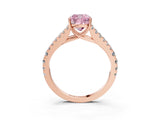 Rose gold Fancy Pink Cushion Cut Diamond Split Shank Pavé Engagement Ring with Four-Prong Setting_80