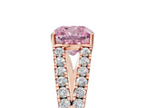 Rose gold Fancy Pink Cushion Cut Diamond Split Shank Pavé Engagement Ring with Four-Prong Setting_82