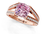 Rose gold Fancy Pink Cushion Cut Diamond Split Shank Ring with Pavé Band and Four-Prong Setting_45