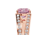 Rose gold Fancy Pink Cushion Cut Diamond Split Shank Ring with Pavé Band and Four-Prong Setting_49