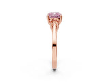 Rose gold Fancy Pink Cushion Cut Diamond Three-Stone Engagement Ring with Prong Setting and Pavé Band_2