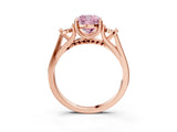 Rose gold Fancy Pink Cushion Cut Diamond Three-Stone Engagement Ring with Prong Setting and Pavé Band_3