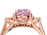 Rose gold Fancy Pink Cushion Cut Diamond Three-Stone Engagement Ring with Prong Setting and Pavé Band_4
