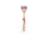 Rose gold Fancy Pink Cushion Cut Diamond Three-Stone Ring with Pear Side Stones and Four-Prong Setting_62