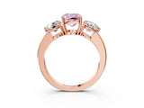 Rose gold Fancy Pink Cushion Cut Diamond Three-Stone Ring with Prong Setting and Classic Band_113