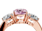 Rose gold Fancy Pink Cushion Cut Diamond Three-Stone Ring with Prong Setting and Classic Band_114