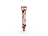 Rose gold Fancy Pink Cushion  Cut Diamond Twist Band Solitaire with Prong Setting_40